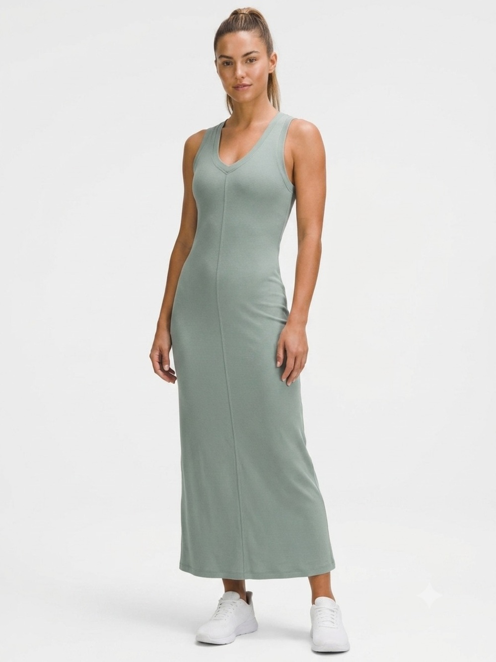 Sleeveless V-Neck Maxi Dress in Sage Green